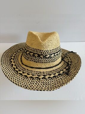 Pistil Hayden Sun Hat Natural Black Wide Brim Fedora Coastal Resort Cruise Vacay